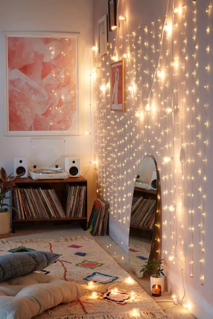 Hanging string lights cheap in bedroom